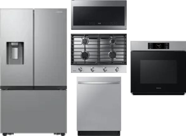 5 Piece Package Includes Refrigerator, Cooktop, Wall Oven, Microwave And Dishwasher
