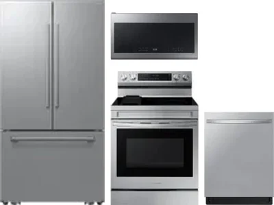 4 Piece Package Includes Refrigerator, Range, Microwave And Dishwasher