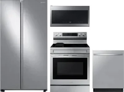 4 Piece Package Includes Refrigerator, Range, Microwave And Dishwasher