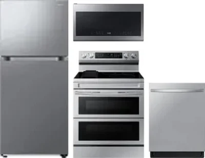 4 Piece Package Includes Refrigerator, Range, Microwave And Dishwasher