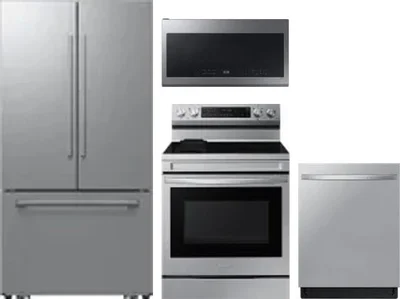4 Piece Package Includes Refrigerator, Range, Microwave And Dishwasher