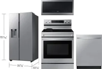 4 Piece Package Includes Refrigerator, Range, Microwave And Dishwasher