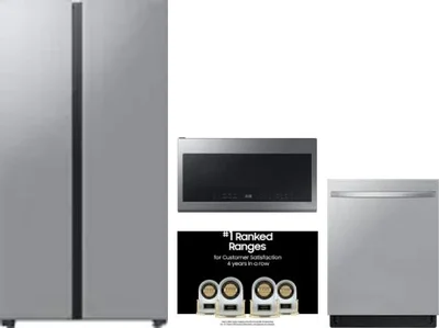 4 Piece Package Includes Refrigerator, Range, Microwave And Dishwasher