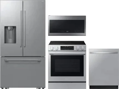 4 Piece Package Includes Refrigerator, Range, Microwave And Dishwasher