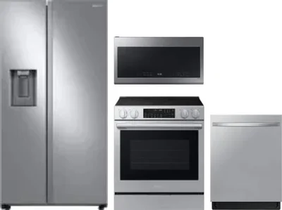 4 Piece Package Includes Refrigerator, Range, Microwave And Dishwasher