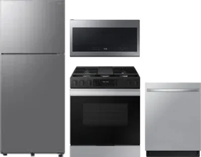 4 Piece Package Includes Refrigerator, Range, Microwave And Dishwasher
