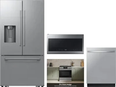 4 Piece Package Includes Refrigerator, Range, Microwave And Dishwasher