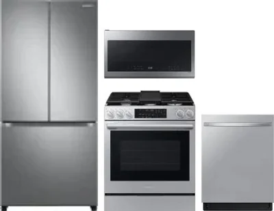 4 Piece Package Includes Refrigerator, Range, Microwave And Dishwasher