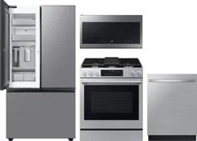 4 Piece Package Includes Refrigerator, Range, Microwave And Dishwasher