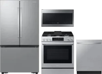 4 Piece Package Includes Refrigerator, Range, Microwave And Dishwasher