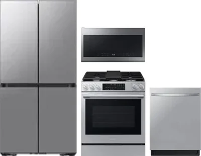 4 Piece Package Includes Refrigerator, Range, Microwave And Dishwasher
