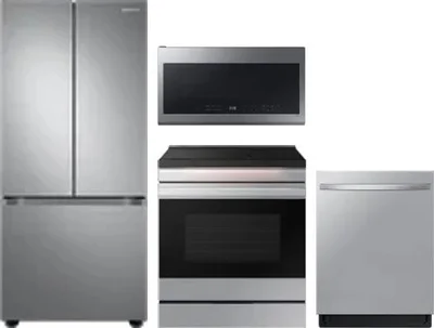 4 Piece Package Includes Refrigerator, Range, Microwave And Dishwasher