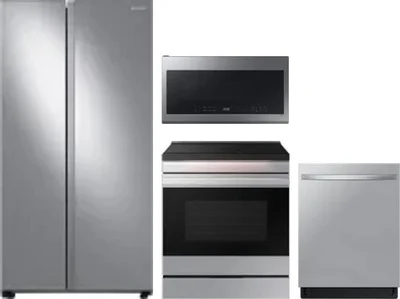 4 Piece Package Includes Refrigerator, Range, Microwave And Dishwasher