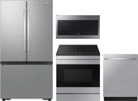 4 Piece Package Includes Refrigerator, Range, Microwave And Dishwasher