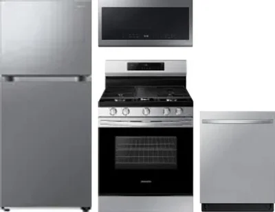 4 Piece Package Includes Refrigerator, Range, Microwave And Dishwasher
