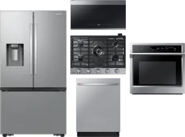 5 Piece Package Includes Refrigerator, Cooktop, Wall Oven, Microwave And Dishwasher