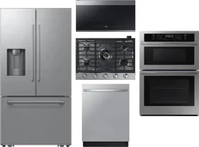 5 Piece Package Includes Refrigerator, Cooktop, Wall Oven, Microwave And Dishwasher