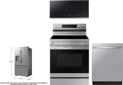4 Piece Package Includes Refrigerator, Range, Microwave And Dishwasher