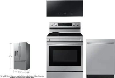 4 Piece Package Includes Refrigerator, Range, Microwave And Dishwasher