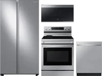 4 Piece Package Includes Refrigerator, Range, Microwave And Dishwasher