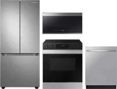 4 Piece Package Includes Refrigerator, Range, Microwave And Dishwasher