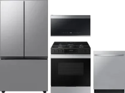 4 Piece Package Includes Refrigerator, Range, Microwave And Dishwasher