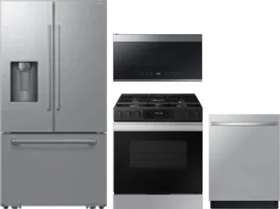 4 Piece Package Includes Refrigerator, Range, Microwave And Dishwasher
