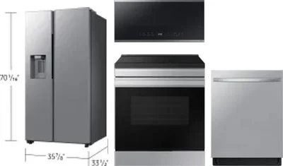 4 Piece Package Includes Refrigerator, Range, Microwave And Dishwasher