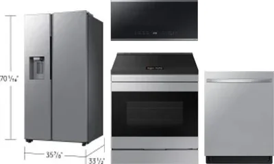 4 Piece Package Includes Refrigerator, Range, Microwave And Dishwasher
