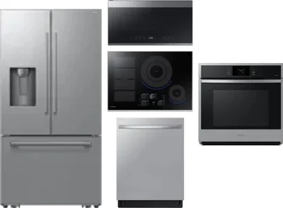 5 Piece Package Includes Refrigerator, Cooktop, Wall Oven, Microwave And Dishwasher