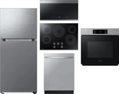 5 Piece Package Includes Refrigerator, Cooktop, Wall Oven, Microwave And Dishwasher