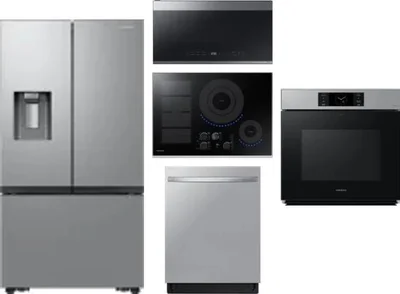 5 Piece Package Includes Refrigerator, Cooktop, Wall Oven, Microwave And Dishwasher