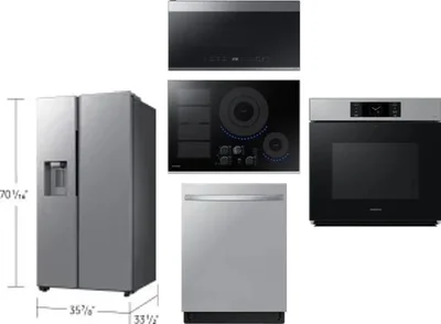 5 Piece Package Includes Refrigerator, Cooktop, Wall Oven, Microwave And Dishwasher