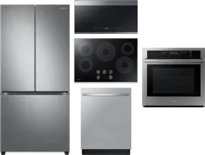 5 Piece Package Includes Refrigerator, Cooktop, Wall Oven, Microwave And Dishwasher