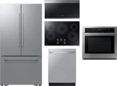 5 Piece Package Includes Refrigerator, Cooktop, Wall Oven, Microwave And Dishwasher