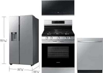 4 Piece Package Includes Refrigerator, Range, Microwave And Dishwasher
