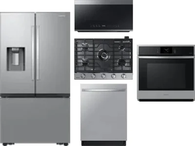 5 Piece Package Includes Refrigerator, Cooktop, Wall Oven, Microwave And Dishwasher