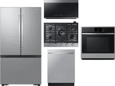 5 Piece Package Includes Refrigerator, Cooktop, Wall Oven, Microwave And Dishwasher