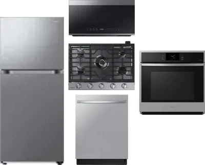 5 Piece Package Includes Refrigerator, Cooktop, Wall Oven, Microwave And Dishwasher