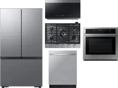 5 Piece Package Includes Refrigerator, Cooktop, Wall Oven, Microwave And Dishwasher