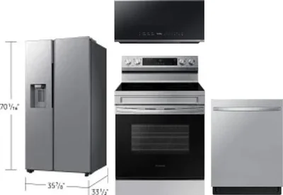 4 Piece Package Includes Refrigerator, Range, Microwave And Dishwasher