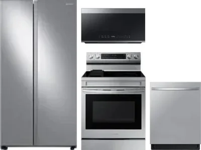 4 Piece Package Includes Refrigerator, Range, Microwave And Dishwasher