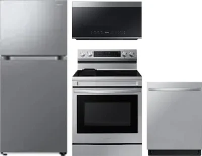 4 Piece Package Includes Refrigerator, Range, Microwave And Dishwasher