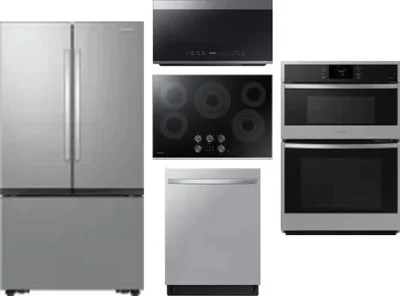 5 Piece Package Includes Refrigerator, Cooktop, Wall Oven, Microwave And Dishwasher