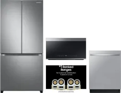 4 Piece Package Includes Refrigerator, Range, Microwave And Dishwasher