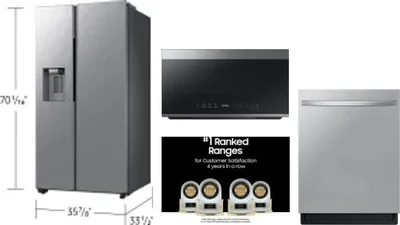 4 Piece Package Includes Refrigerator, Range, Microwave And Dishwasher