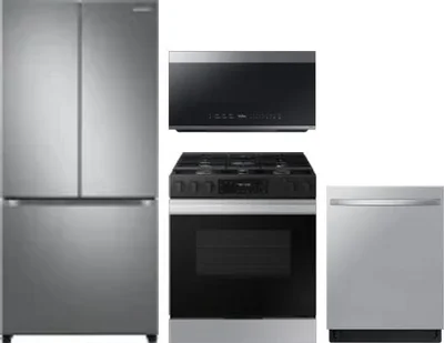 4 Piece Package Includes Refrigerator, Range, Microwave And Dishwasher