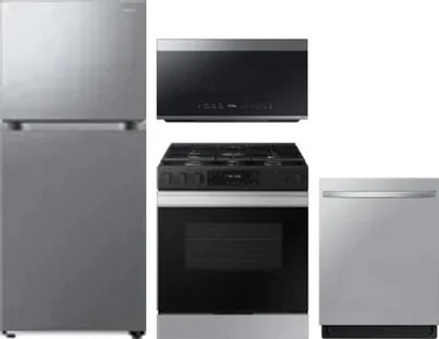 4 Piece Package Includes Refrigerator, Range, Microwave And Dishwasher