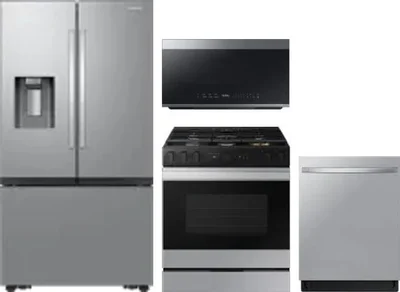 4 Piece Package Includes Refrigerator, Range, Microwave And Dishwasher