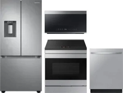 4 Piece Package Includes Refrigerator, Range, Microwave And Dishwasher